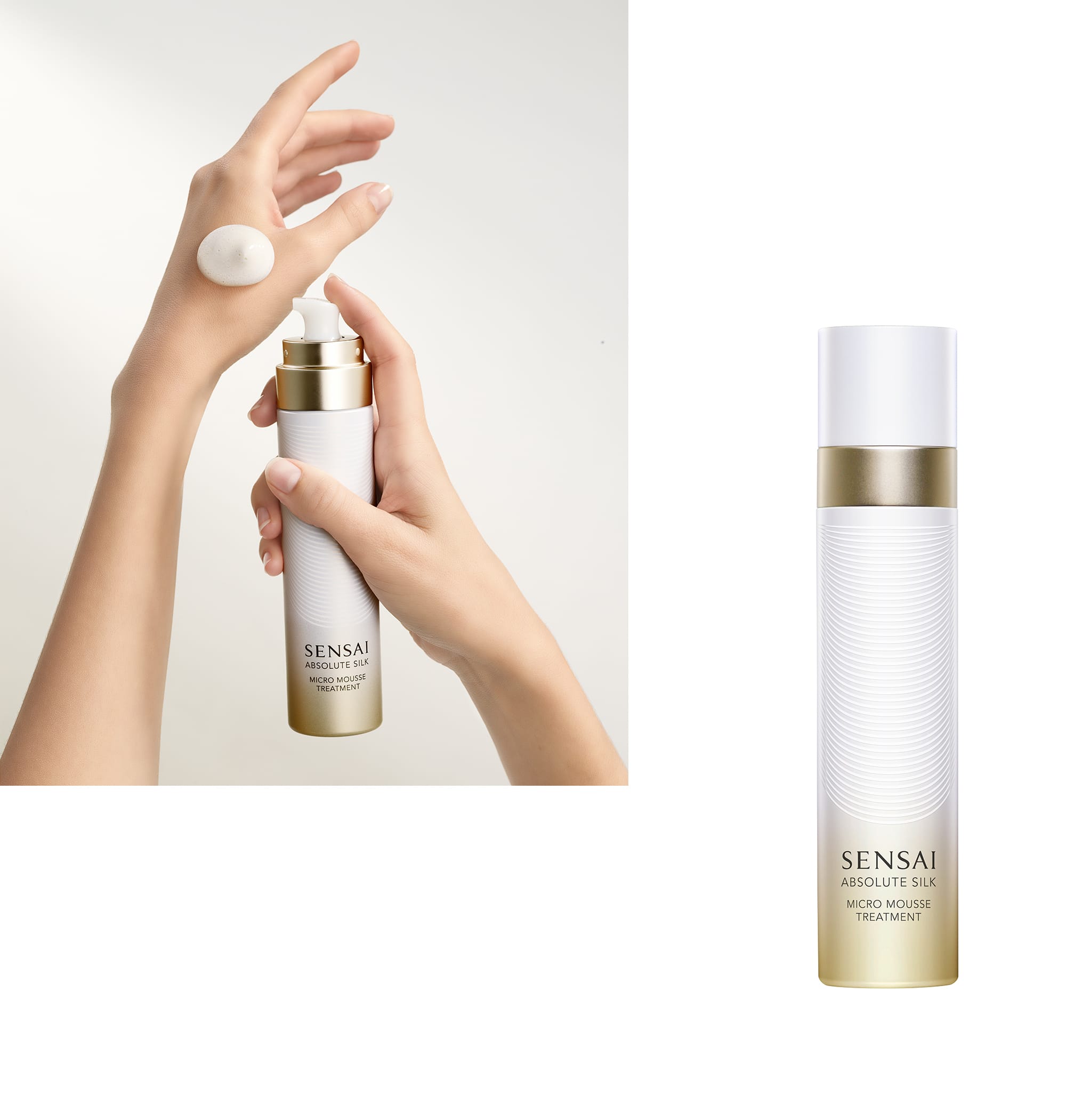 SENSAI AS Micro Mousse Treatment [Skin Lotion] 90ml 18,000 Yen (Tax is not included). This foaming skin lotion resembles a silk cocoon. By hand pressing the lotion foam onto the skin, the lotion spreads, melts and effervesces into the skin.