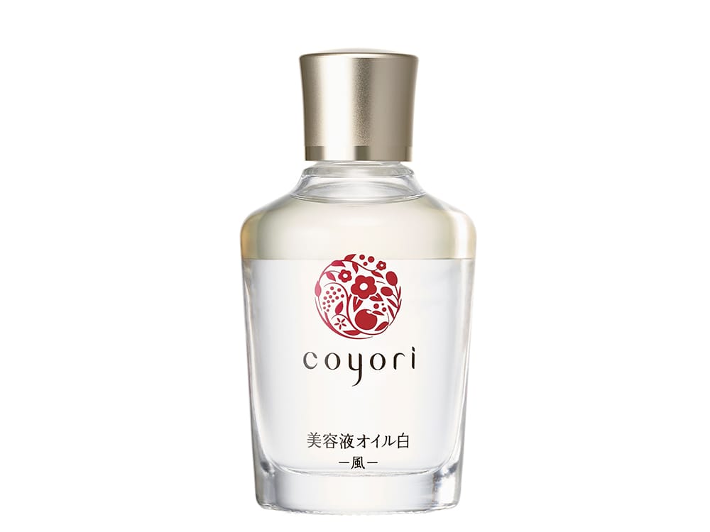 Coyori 雪月風花シリーズ第一弾、クロモジとレモングラスの香りがさわやかな「美容液オイル白（はく）‐風（かぜ）‐」。40mⅬ 10,232円（税込）